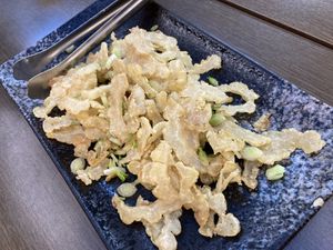 Salt and pepper fried bitter melon (鹽酥般若) at Qǐ Ruò Yǎ in Taichung