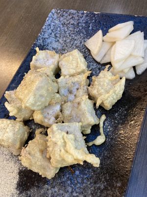 Fried peanut pulp pudding with pickled daikon radish (糕渣) at Qǐ Ruò Yǎ in Taichung