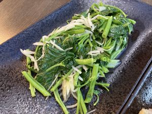 Water spinach with sour bamboo shoots (空心菜炒酸筍) at Qǐ Ruò Yǎ in Taichung