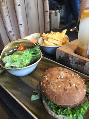 Looks simple but there salad with nut sauce was fantastic  at Hans im Glück in Frankfurt