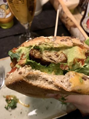 the avocado sauce is amazing at Hans im Glück in Frankfurt