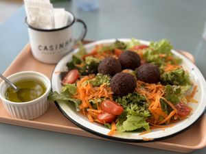 Salad with Black-eyed Pea Balls  at Casinha Cafe in Brasilia