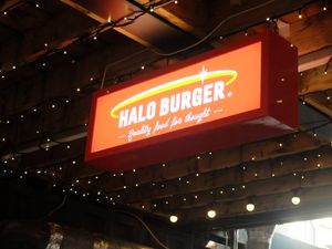 Sign at Halo Burger in South West London