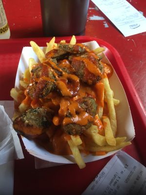 Flamin fries. Cheese sauce ruined it. Jalapeños are great though!    at Halo Burger in South West London