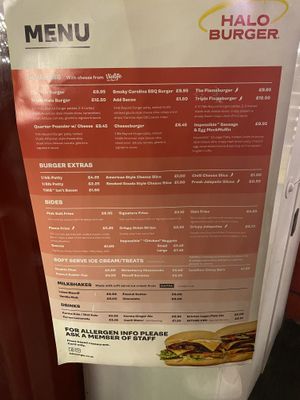 Menu  at Halo Burger in South West London