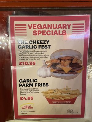 Veganuary Specials menu (still being served when we went in October!)  at Halo Burger in South West London