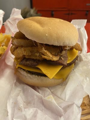 The Cheezy Garlic Fest burger  at Halo Burger in South West London