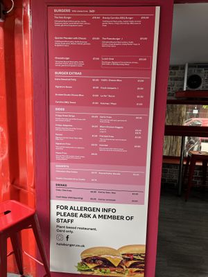 Menu  at Halo Burger in South West London