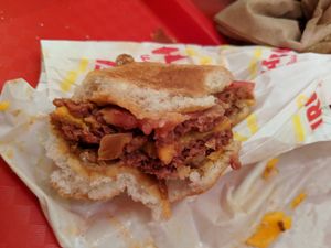 Halo Burger with double layered Beyond Meat patty at Halo Burger in South West London