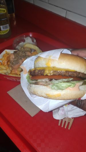 Close up at Halo Burger in South West London