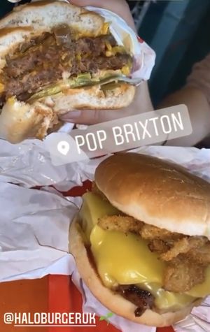 Halo burger and Smokey Carolina BBQ burger at Halo Burger in South West London