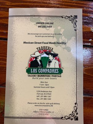 Menu Cover at Los Compadres in Fort Lee