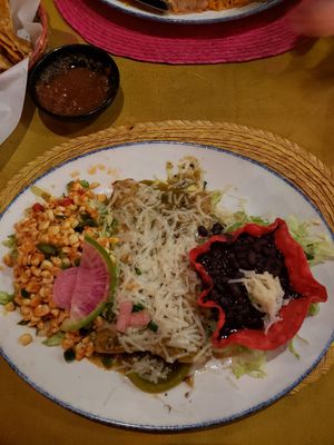tasty enchilada with vegan cheese! at Casa de Reyes in San Diego