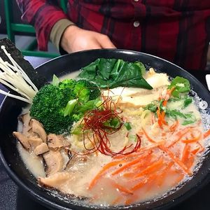 Ramen was delicious, and hot, and very rich at Vegan Plate in Roseville