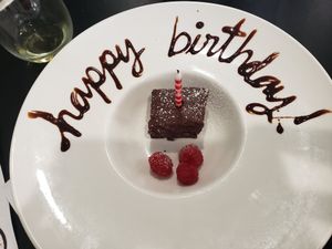 Birthday brownie! ❤💋🎂🎈🎁 at Vegan Plate in Roseville