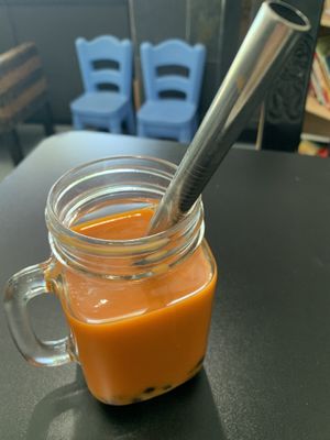 Thai tea with boba  at Vegan Plate in Roseville