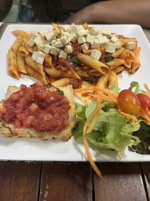 Penne with vegan feta  at La Pizzeria in Koh Tao