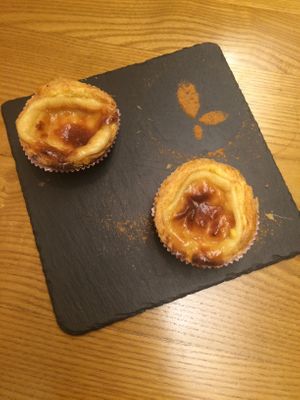 Pasteis de nata (but with lime instead of vanilla strangely?) at DaTerra - Rua da Rosa in Lisbon