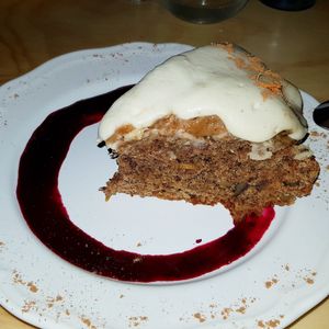 Banana banoffee with date and peanut caramel, best cake I've ever had!!! at La Sociedad Herbivora in Malaga