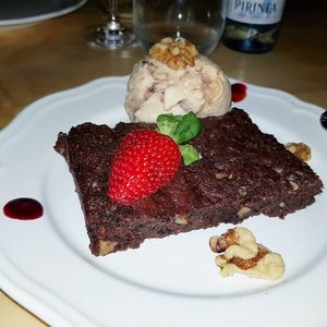Best chocolate brownie I've ever eaten!! at La Sociedad Herbivora in Malaga