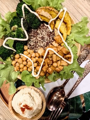 Buddha bowl so delicious I got extra chickpeas  at Fruit Fusion in Phuket