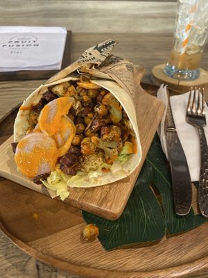 Curry vegetable wrap at Fruit Fusion in Phuket