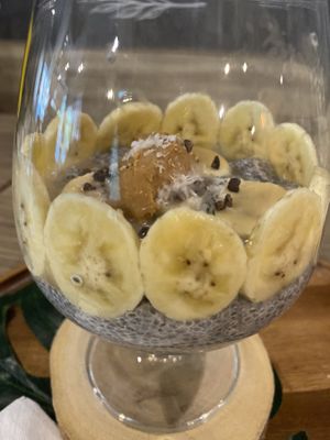 Chia seeds  peanut butter and banana at Fruit Fusion in Phuket