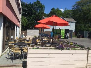 Outside in customer parking lot  at Taste of Thai Express in Ithaca