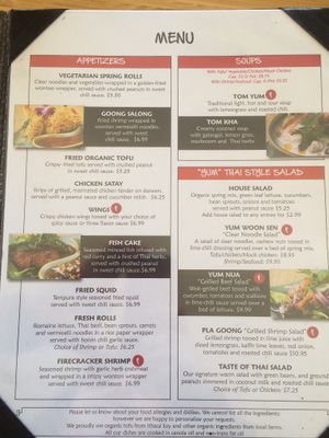 Menu 3 2018 at Taste of Thai Express in Ithaca