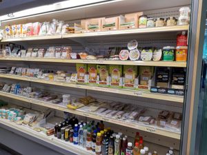 Labeled vegan section at Drogerie im Schwamendingerhuus in Zurich