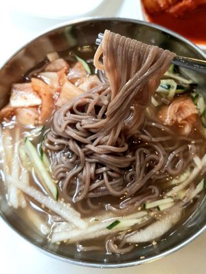 Cold Buckwheat Noodles in broth at Maru JaYeonSik Kimbap in Seoul