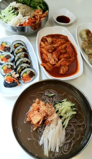 Spread for two people at Maru JaYeonSik Kimbap in Seoul