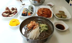 Spread for two people at Maru JaYeonSik Kimbap in Seoul