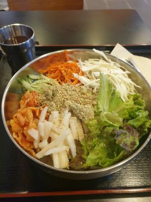 spicy buckwheat noodles at Maru JaYeonSik Kimbap in Seoul