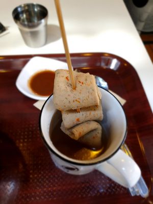 vegan fish cake at Maru JaYeonSik Kimbap in Seoul