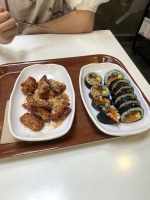 Fried soy chicken and tofu kimbap  at Maru JaYeonSik Kimbap in Seoul