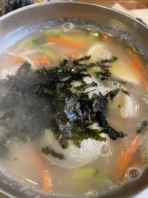 Udon with dumplings  at Maru JaYeonSik Kimbap in Seoul