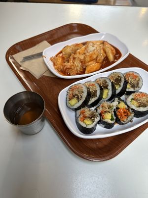 Tteokbokki and tofu kimbap!   at Maru JaYeonSik Kimbap in Seoul