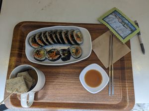 Good kimbap and ok fish cake at Maru JaYeonSik Kimbap in Seoul