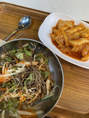 Bibimmemilguksu and Tteokbokki  at Maru JaYeonSik Kimbap in Seoul