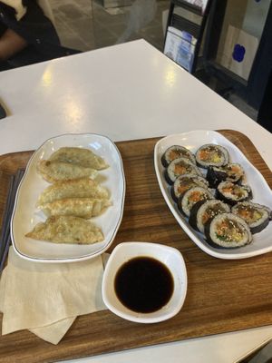 Dumplings and gimbap  at Maru JaYeonSik Kimbap in Seoul