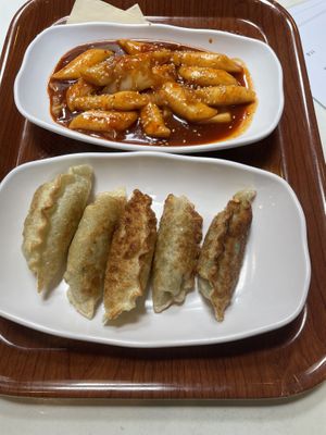 Tteokbokki and fried Dumplings  at Maru JaYeonSik Kimbap in Seoul