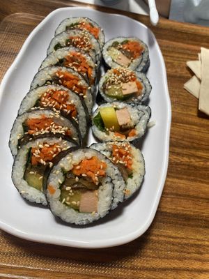 Vegan ham gimbap  at Maru JaYeonSik Kimbap in Seoul