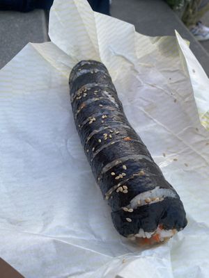 Fried tofu kimbap taken to go  at Maru JaYeonSik Kimbap in Seoul