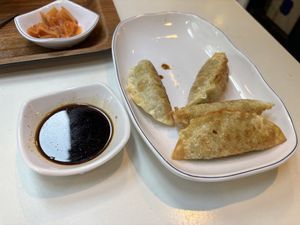 Fried dumplings (5 but one was already eaten 👀)  at Maru JaYeonSik Kimbap in Seoul