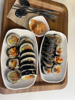 Both kinds of Gimbap  at Maru JaYeonSik Kimbap in Seoul