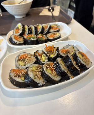 two types of kimbap   at Maru JaYeonSik Kimbap in Seoul
