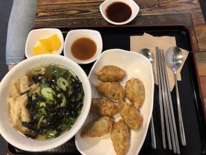 Udon and dumplings  at Maru JaYeonSik Kimbap in Seoul