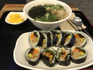 Fried Tofu Kimbap and Udon  at Maru JaYeonSik Kimbap in Seoul
