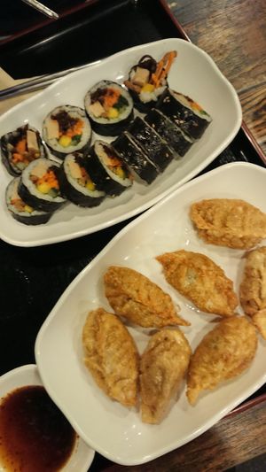 Gimbap and Momo  at Maru JaYeonSik Kimbap in Seoul